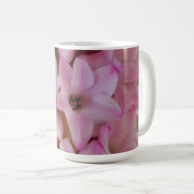 Pretty Pink Hyacinth Flower Mug Coffee Cup (Front Right)
