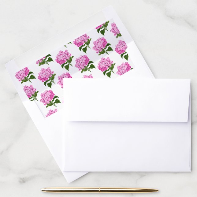 Pretty Pink Hydrangea Bloom Pattern Envelope Liner (Desk)