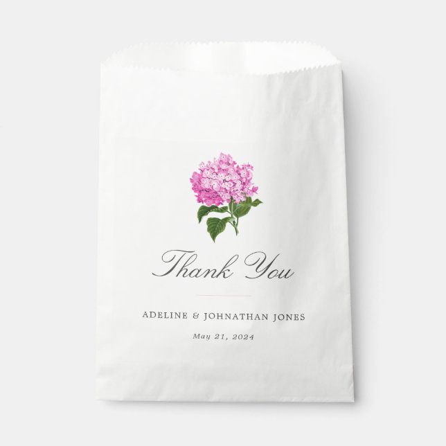 Pretty Pink Hydrangea Elegant Favor Bag (Front)