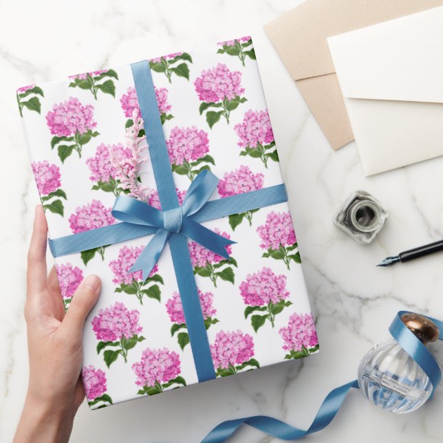 Pretty Pink Hydrangea Flower Blossom  Wrapping Paper (Gifting)