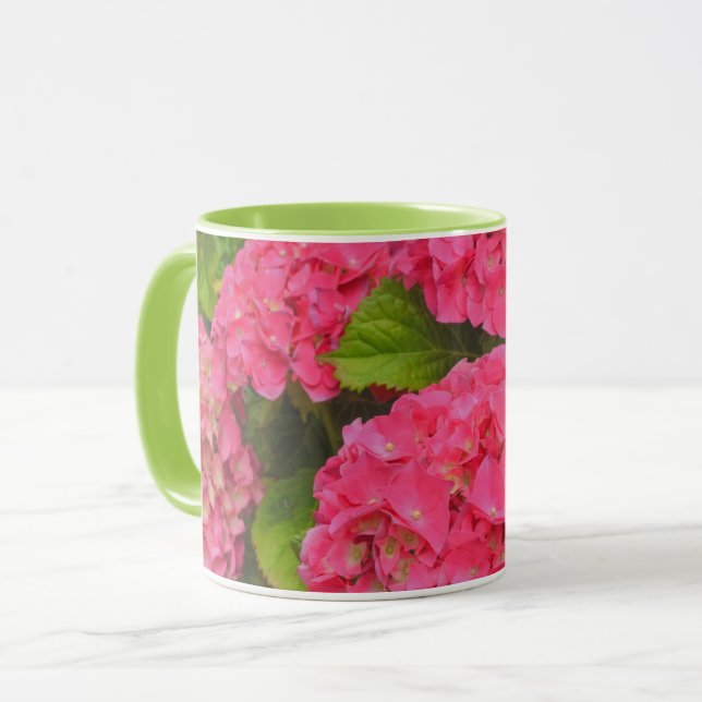 Pretty Pink Hydrangea Flower Garden Mug (Front Left)