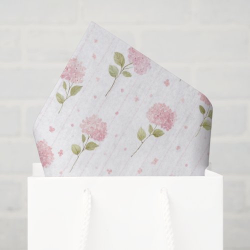 Pretty Pink Hydrangea Flowers Bridal Shower Tissue Paper