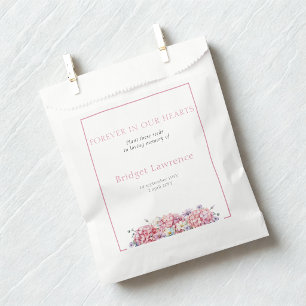 Pretty Pink Hydrangea Funeral Seed Packet Favor Bag