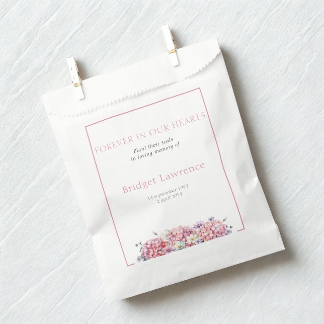 Pretty Pink Hydrangea Funeral Seed Packet Favor Bag (Creator Uploaded)