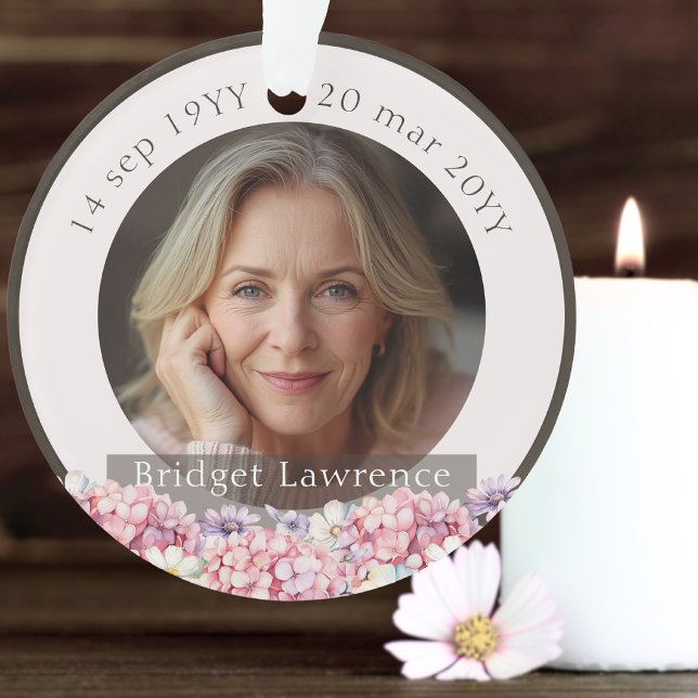 Pretty Pink Hydrangea Remembrance Memorial Ornament (Creator Uploaded)