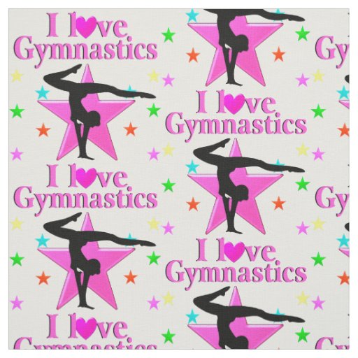 PRETTY PINK I LOVE GYMNASTICS DESIGN FABRIC