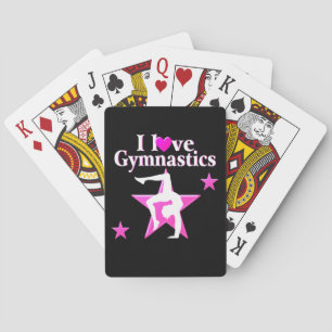PRETTY PINK I LOVE GYMNASTICS DESIGN POKER CARDS