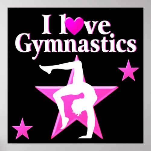 PRETTY PINK I LOVE GYMNASTICS DESIGN POSTER