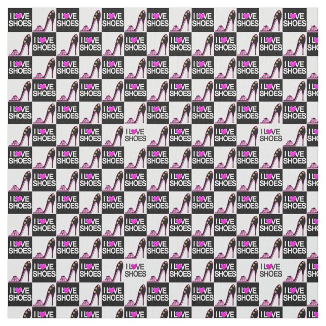 PRETTY PINK I LOVE SHOES AND STILETTOS FABRIC (Swatch)