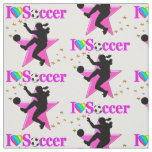 PRETTY PINK I LOVE SOCCER DESIGN FABRIC