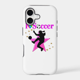 PRETTY PINK I LOVE SOCCER DESIGN iPhone 17 CASE