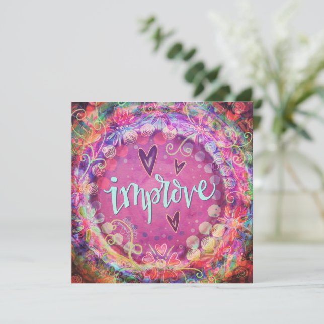 Pretty Pink Improve Floral Encouragement Thank You Card (Standing Front)