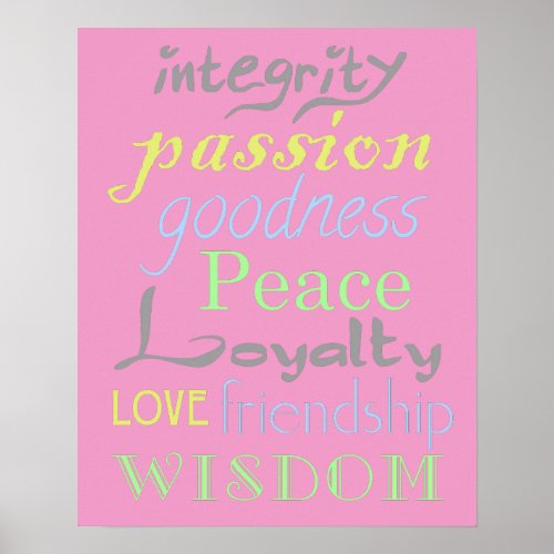 Pretty Pink Inspirational Word Art Poster