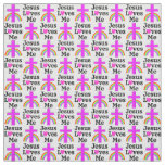 PRETTY PINK INSPIRING JESUS LOVES ME FABRIC