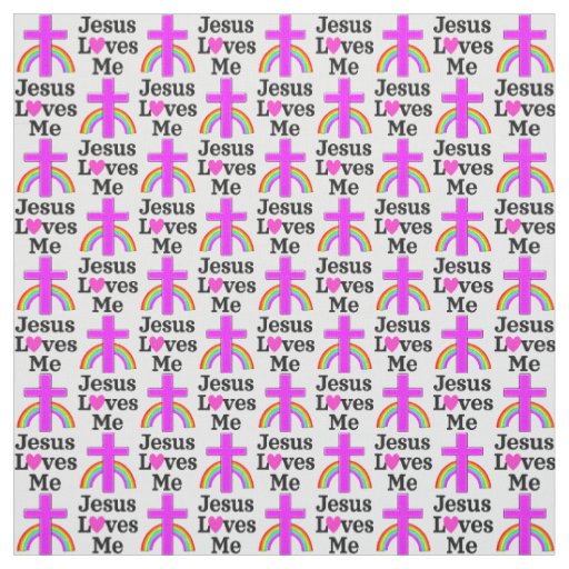 PRETTY PINK INSPIRING JESUS LOVES ME FABRIC