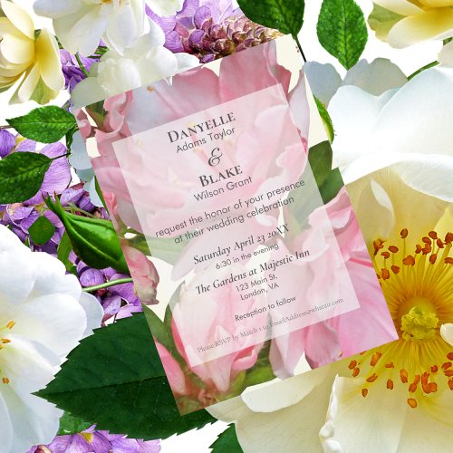 Pretty Pink Ivory Floral Modern Classic Wedding Invitation