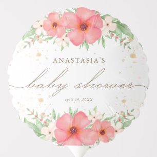 Pretty Pink Ivory Greenery Floral Girl Baby Shower Balloon