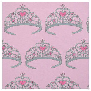 Pretty Pink Jewel Princess Tiara Crown Royalty Gem Fabric