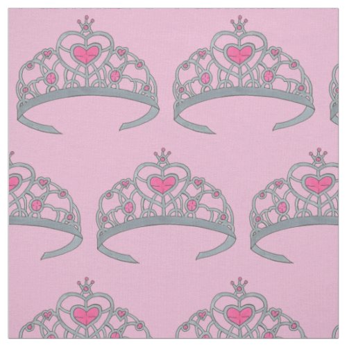 Pretty Pink Jewel Princess Tiara Crown Royalty Gem Fabric