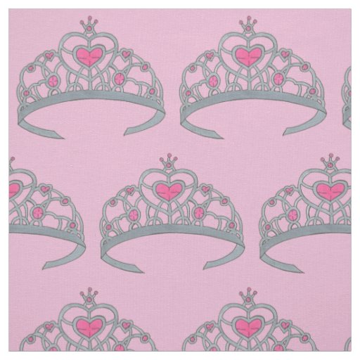 Pretty Pink Jewel Princess Tiara Crown Royalty Gem Fabric