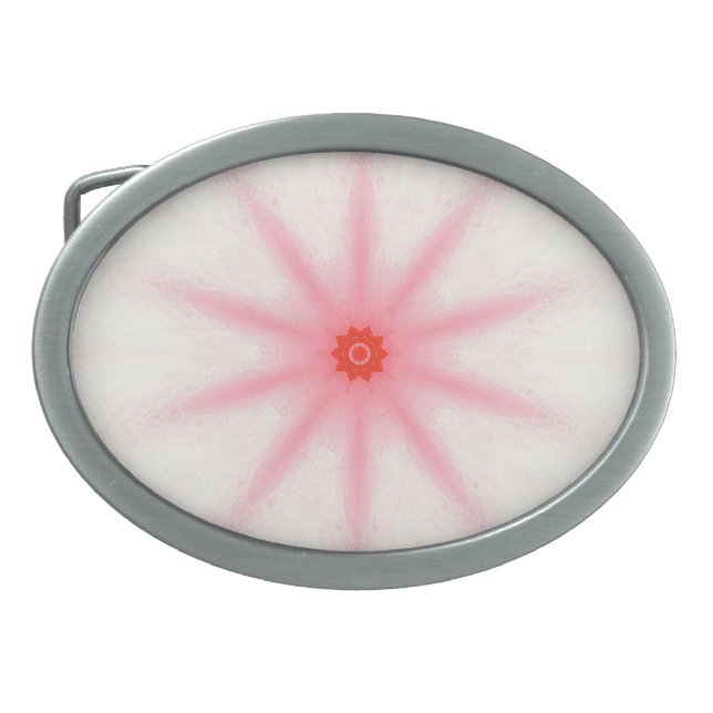 Pretty Pink Kaleidoscope Pattern Belt Buckle (Front)