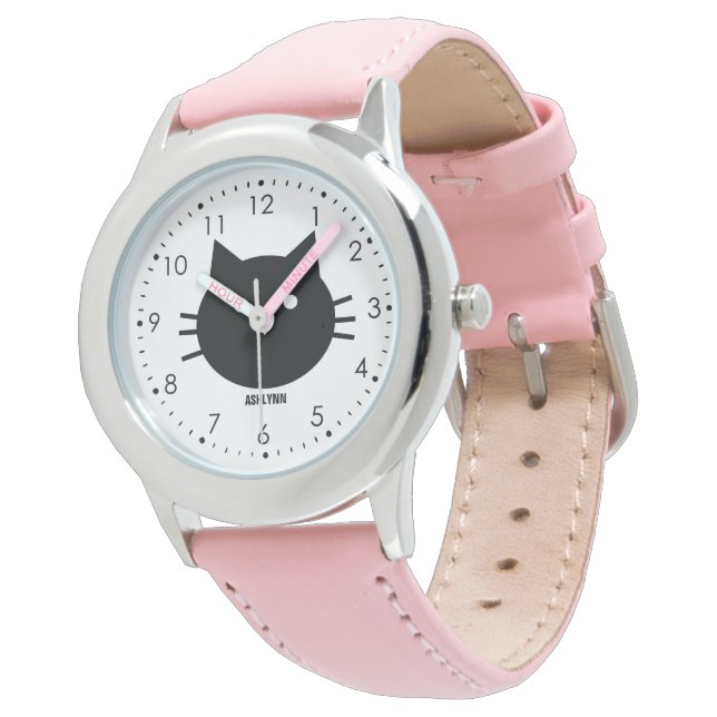Pretty Pink Kitty Cat Watch (Angled)