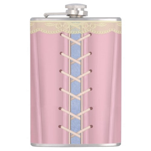 Pretty Pink Laced Up Corset Flask