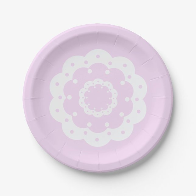 Pretty pink lacy doily paper plates (Front)
