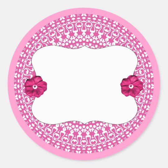 Pretty Pink Lacy Flower Blank Label Stickers | Zazzle.com