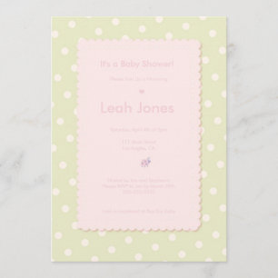 Pretty Pink Ladybug Girl Baby Shower Invitation