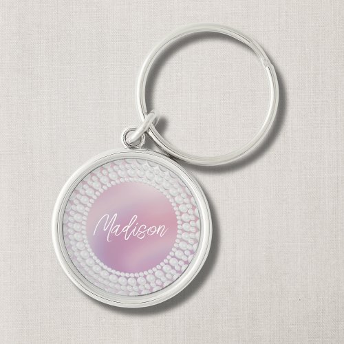 Pretty Pink  Lavender Bridemaid Keychain