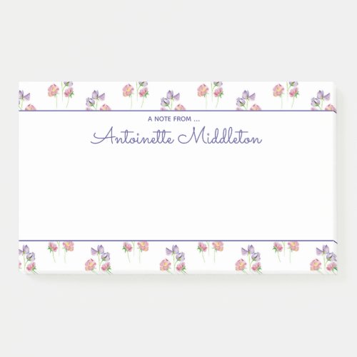 Pretty Pink Lavender Floral Watercolor Custom Post_it Notes