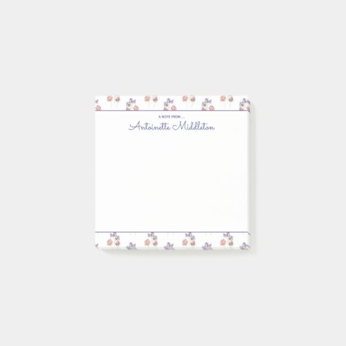 Pretty Pink Lavender Watercolor Floral Custom Post_it Notes