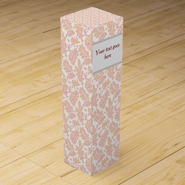 Pretty pink leaf wine gift box (Front)