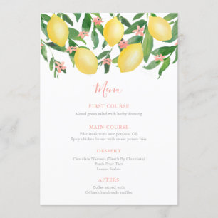 Pretty Pink Lemons Citrus Baby Shower For Girl Menu
