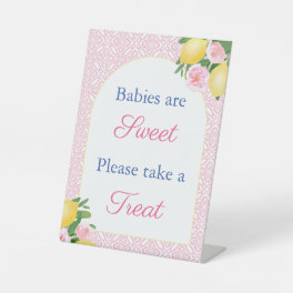 Pretty Pink Lemons Take A Treat Baby Shower Favor Pedestal Sign