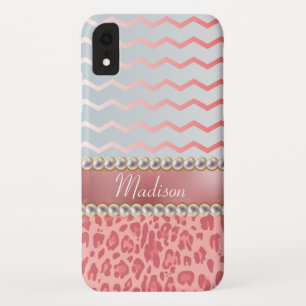 Pretty Pink Leopard Chevron Beautiful Pearls iPhone XR Case