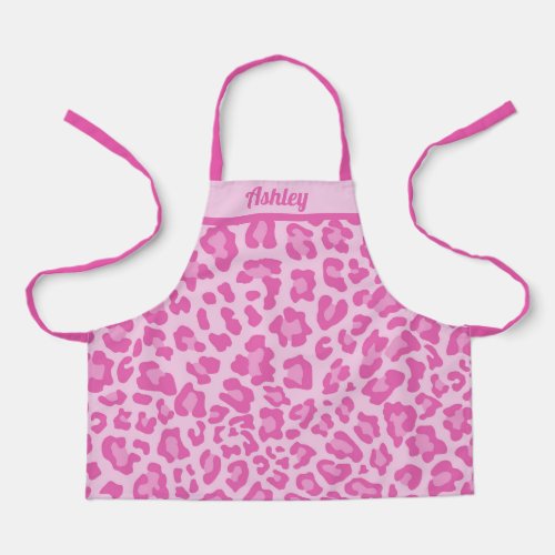 Pretty Pink Leopard Custom Kids Monogram Apron