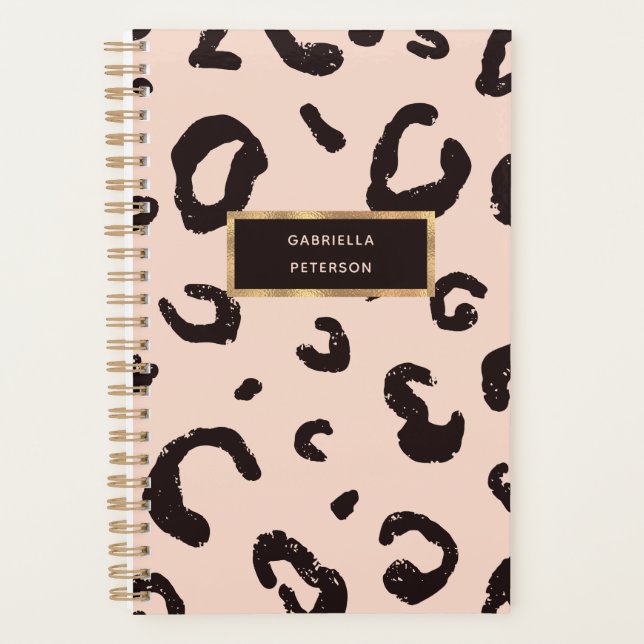 Pretty Pink Leopard Gold Frame Planner (Front)