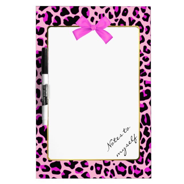 Pretty Pink Leopard Print Dry Erase Board (Front)