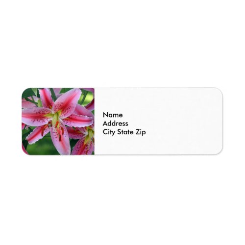 Pretty Pink Lily Floral Photo Label