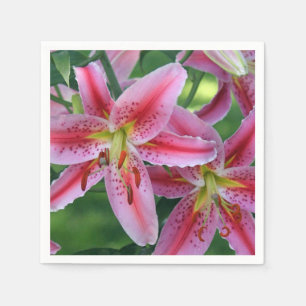 Pretty Pink Lily Floral Photo Napkins