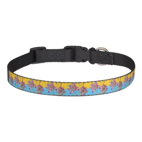 Pretty Pink Lily Flower Floral Pattern Watercolor Pet Collar