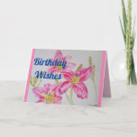 Pretty Pink Lily Watercolour floral Birthday Card<br><div class="desc">Pretty Pink Lily Watercolour floral Birthday Card. Designed from my original watercolour.</div>
