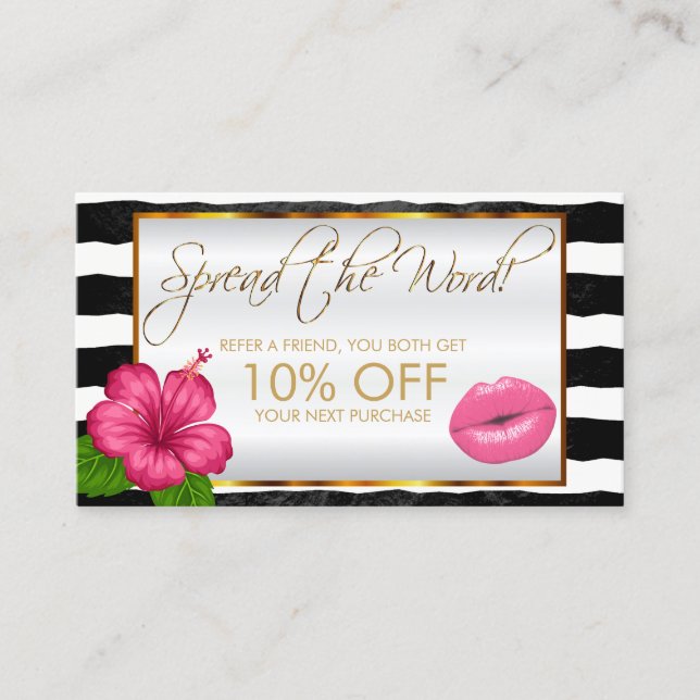 Pretty Pink Lipstick Business Referral Card (Front)