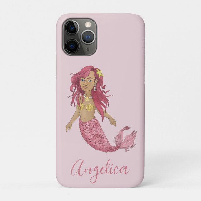 Pretty Pink Little Mermaid Under the Sea Name Case-Mate iPhone Case (Back)