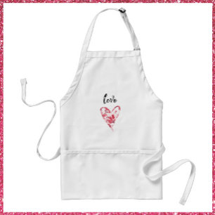 Pretty Pink Love Floral Heart Adult Apron