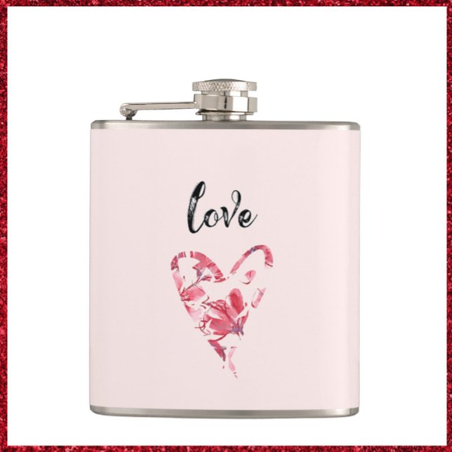 Pretty Pink Love Floral Heart Flask (Creator Uploaded)