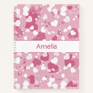 Pretty Pink Love Heart Personalized Notebook