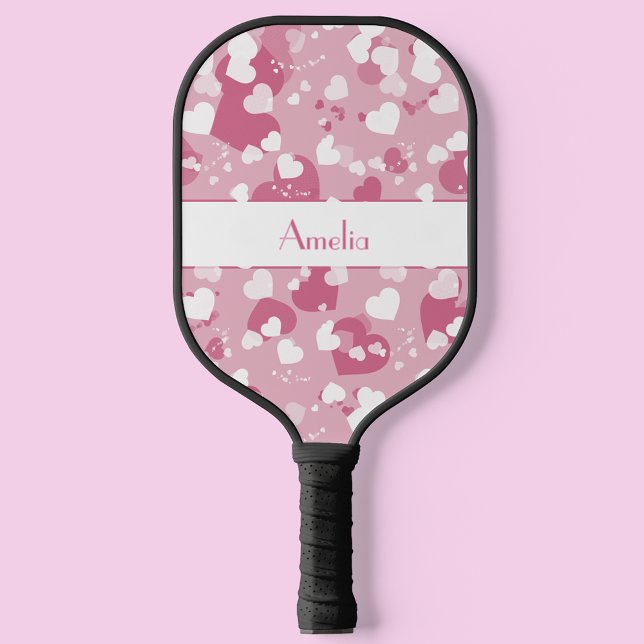 Pretty Pink Love Heart Personalized Pickleball Paddle (Creator Uploaded)